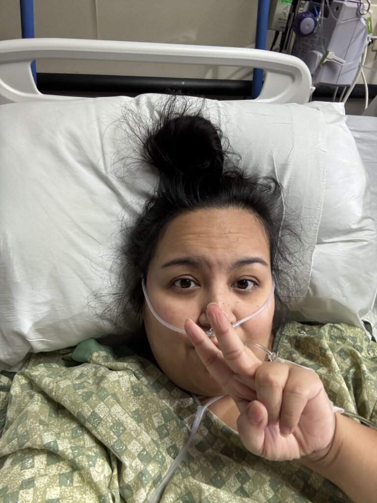 Bee recovering in the hospital after gallbladder surgery in January 2026